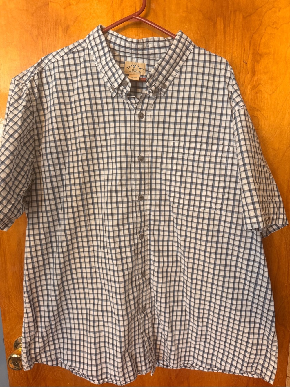 blue mountain xxl Casual Button-Down Check Shirt in White and  blue plaid